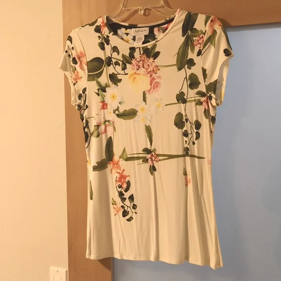 Spring Floral Cream Colored Tee - Picture 2 of 7